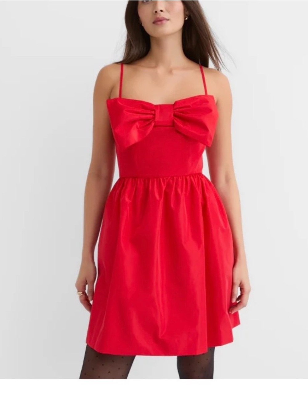 LOFT Red Bow-Front Mini Dress